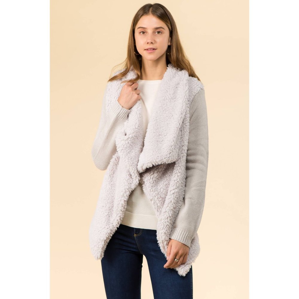 COZY WATERFALL SHERPA OPEN SWEATER CARDIGAN
